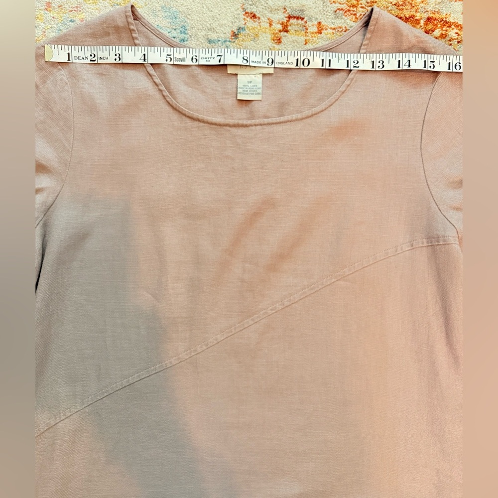 J.Jill Women 100% Linen Mini Dress color Mauve size SP short sleeve - Picture 5 of 7